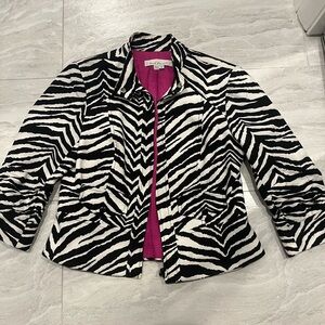 Zebra jacket three-quarter length bunched sleeves. Size 8,like a 6